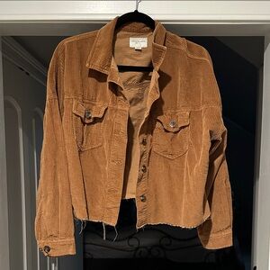 American Eagle Outfitters Corduroy Cropped Jacket - Brown